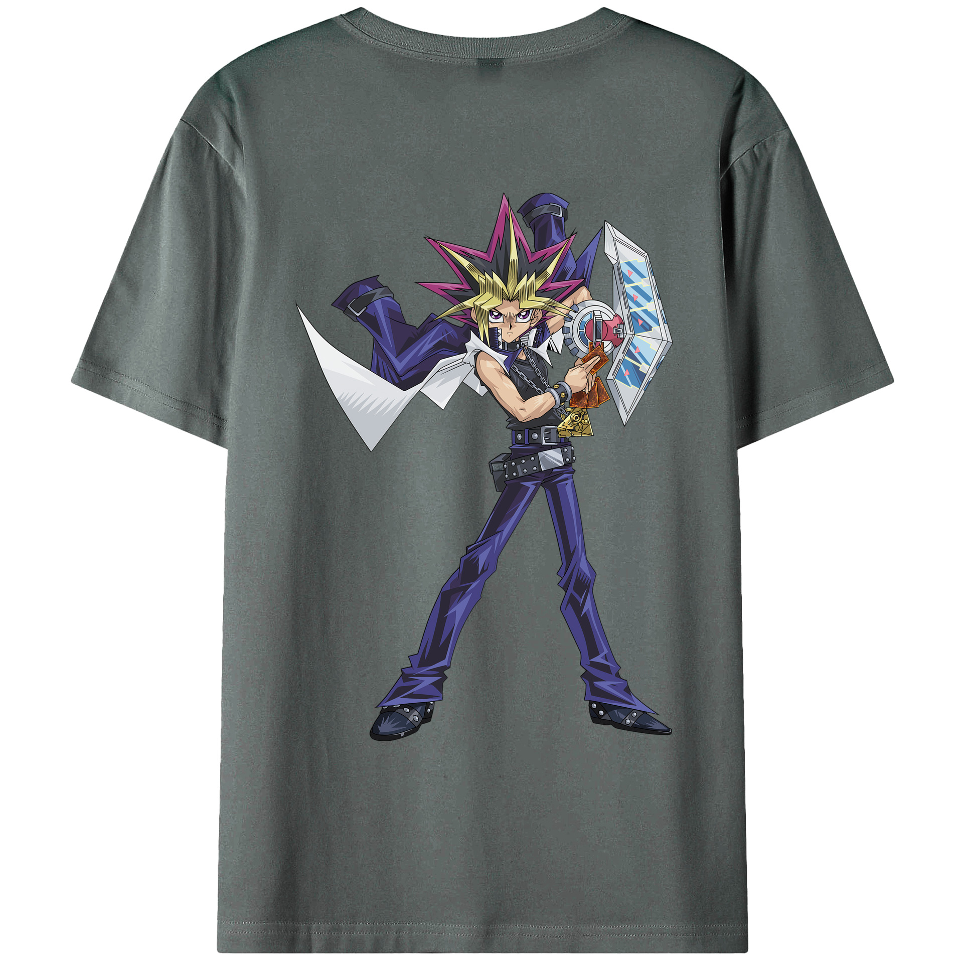 （画像用） 遊☆戯☆王 Yu-Gi-Oh! 綿100％ メンズ半袖Tシャツ（バックプリント） 通気性